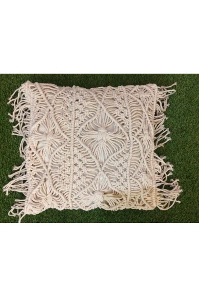 Hand made macrame cushion cover with frills 